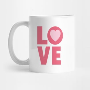 Love Letters in Pink Color and Heart - Valentines day Anniversary Romance Love Word Art Celebrations Mug